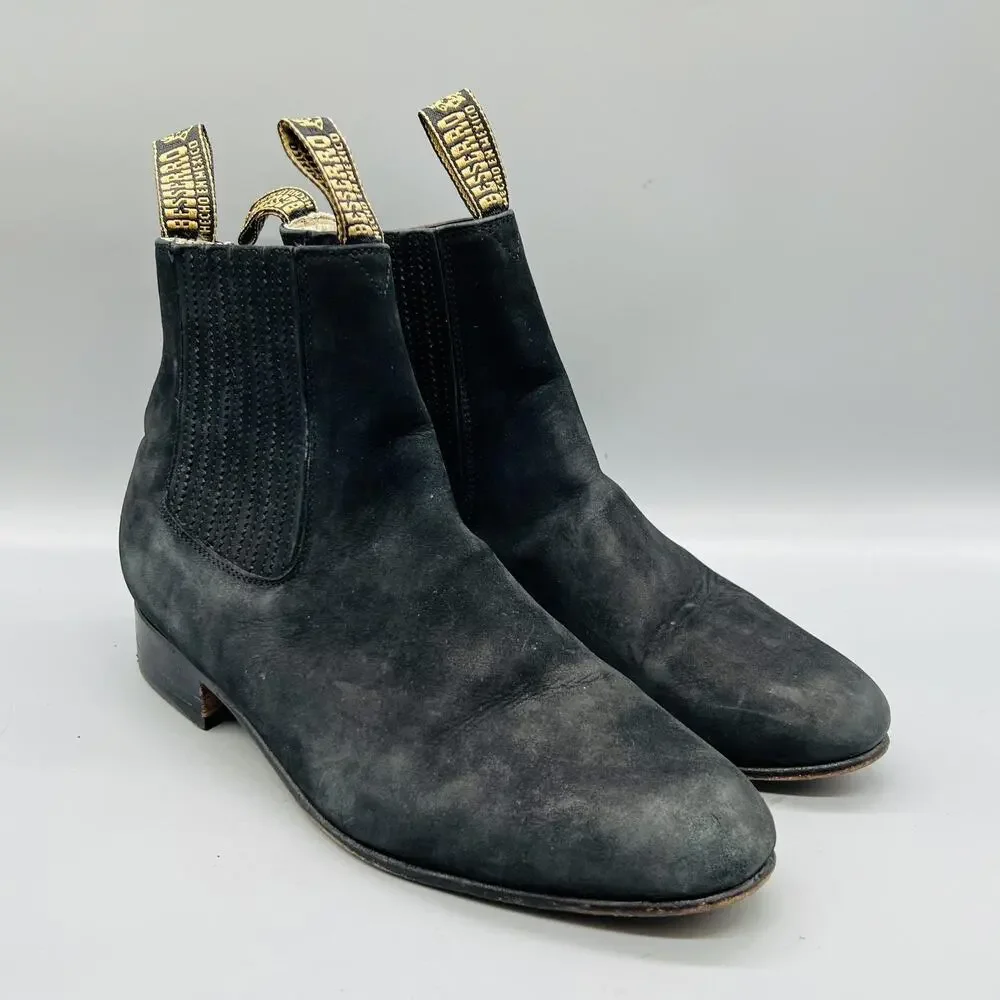 El Besserro Boots Mens 8.5 Black Suede Chelsea Ankle Booties Low Heel Shoes
